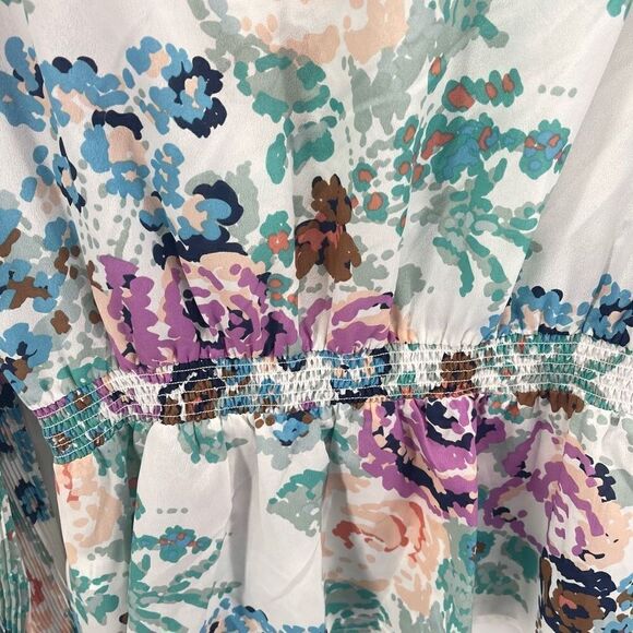 Charming Charlie Women's Floral Top Blouse Long Sleeve Peplum Multicolor Medium - Picture 11 of 16